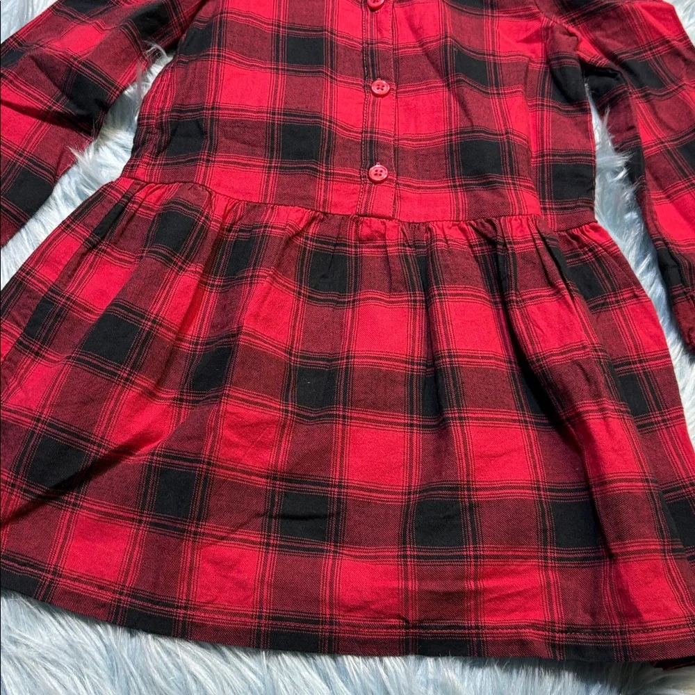 Baby GAP Red and Black Plaid Long-Sleeve Girl's Dress sz 3 years